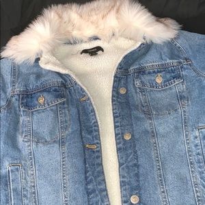 Denim blue Jean jacket with fur